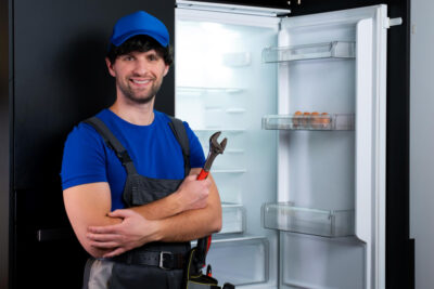male-technician-uniform-repairs-broken-refrigerator-kitchen