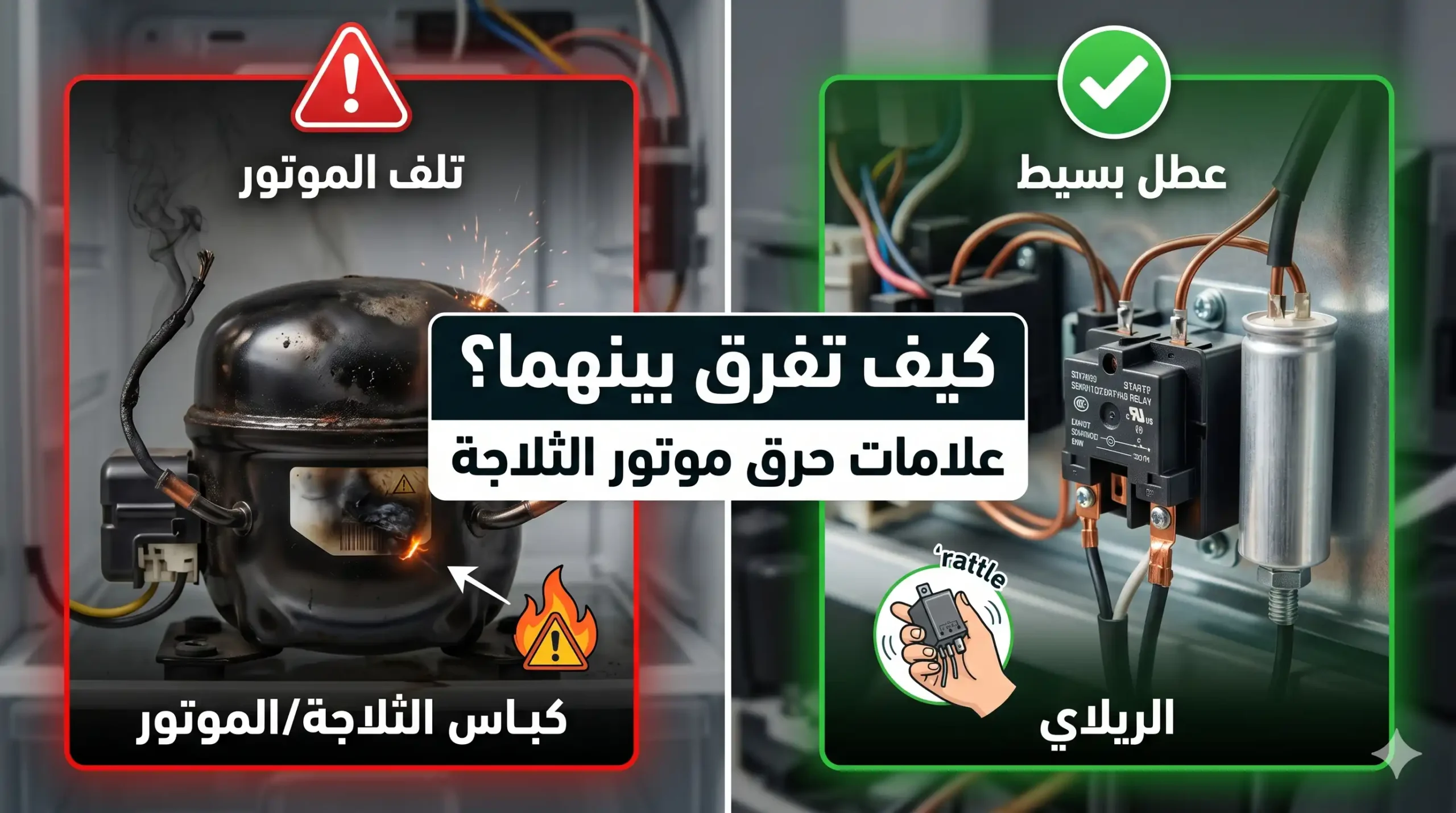 علامات حرق موتور الثلاجة - 16352 أسباب تلف موتور الثلاجة